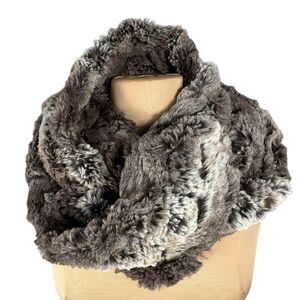 Keep Warm In Luxury Loft Double Wrap Infinity Scarf Multi Gray Faux Fur NWT $60